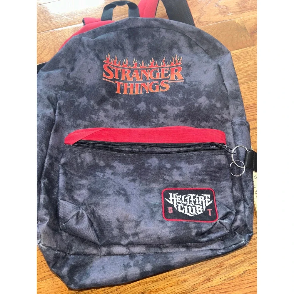 Bioworld Stranger Things Hellfire Club Backpack Grey Red Acid Wash